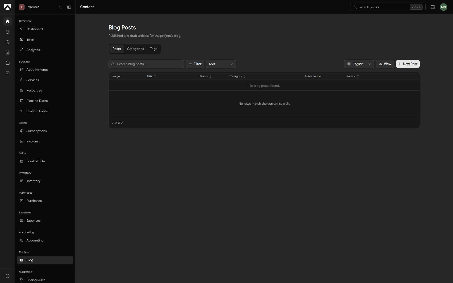 blog posts management desktop preview
