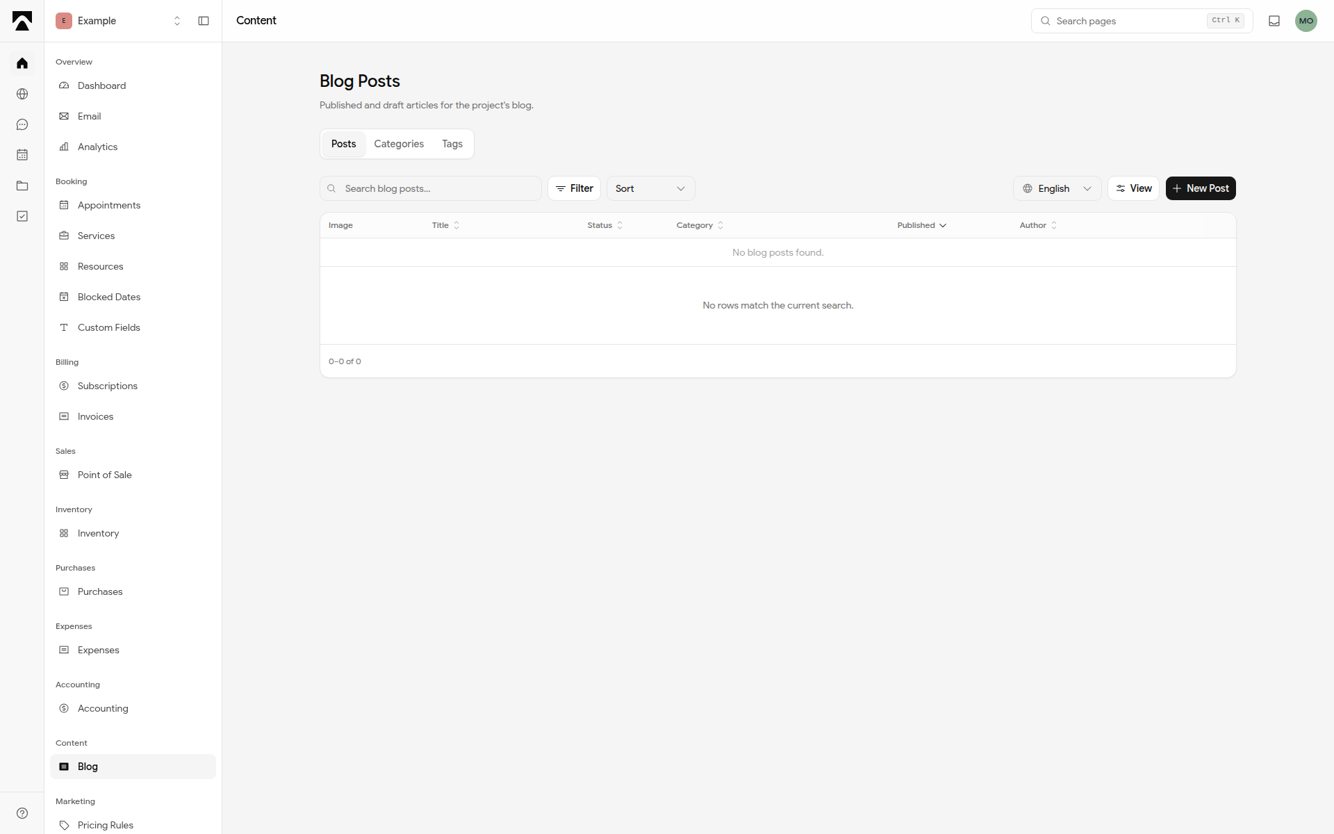 blog posts management desktop preview