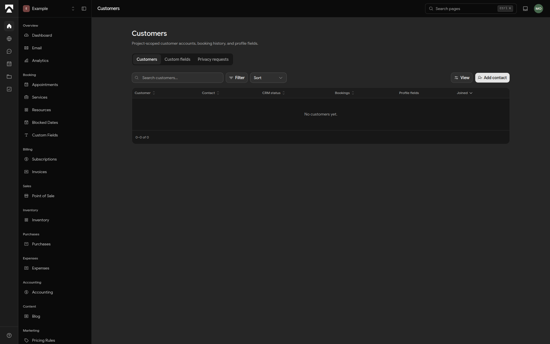 customers management desktop preview
