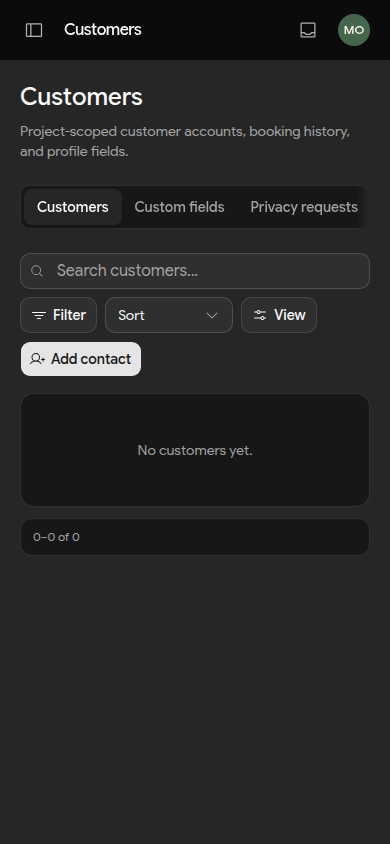 customers management mobile preview
