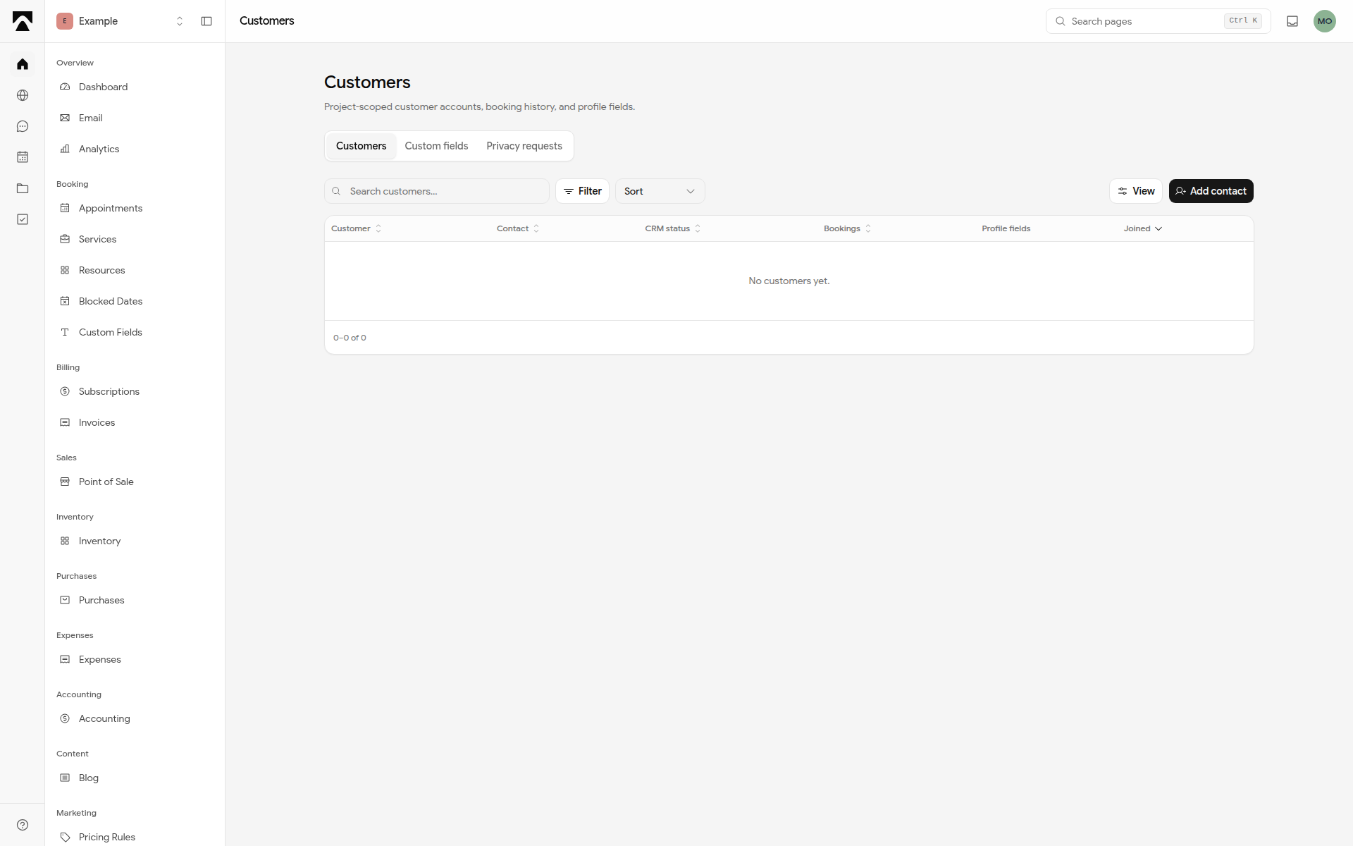 customers management desktop preview