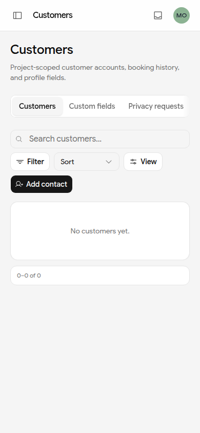 customers management mobile preview