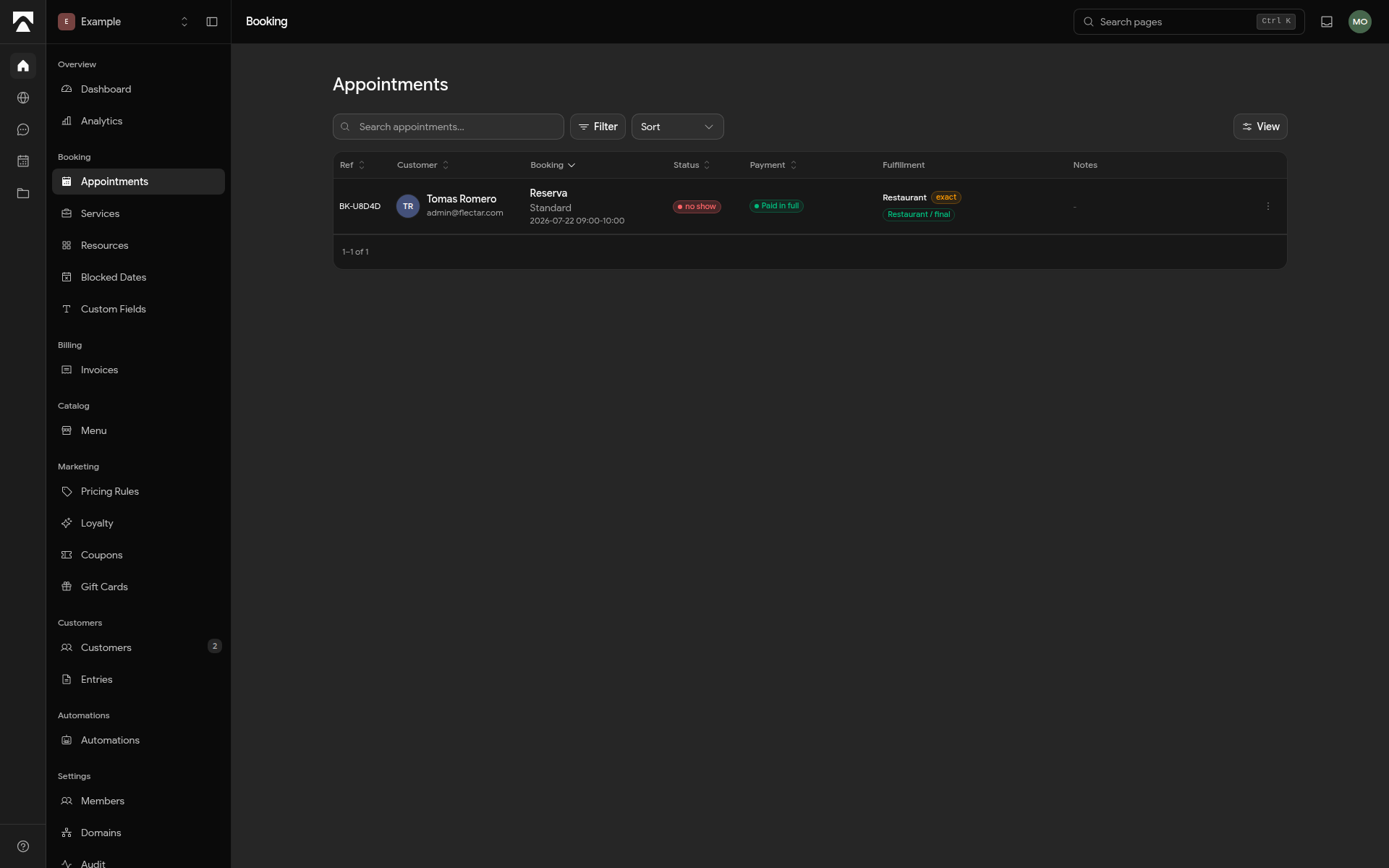 appointments management desktop preview