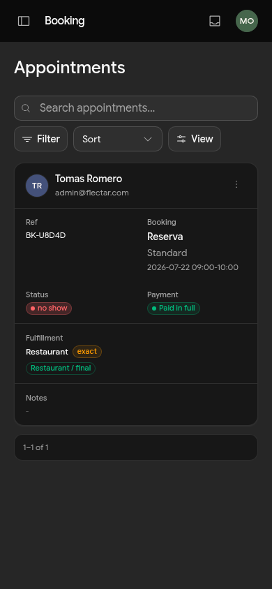 appointments management mobile preview