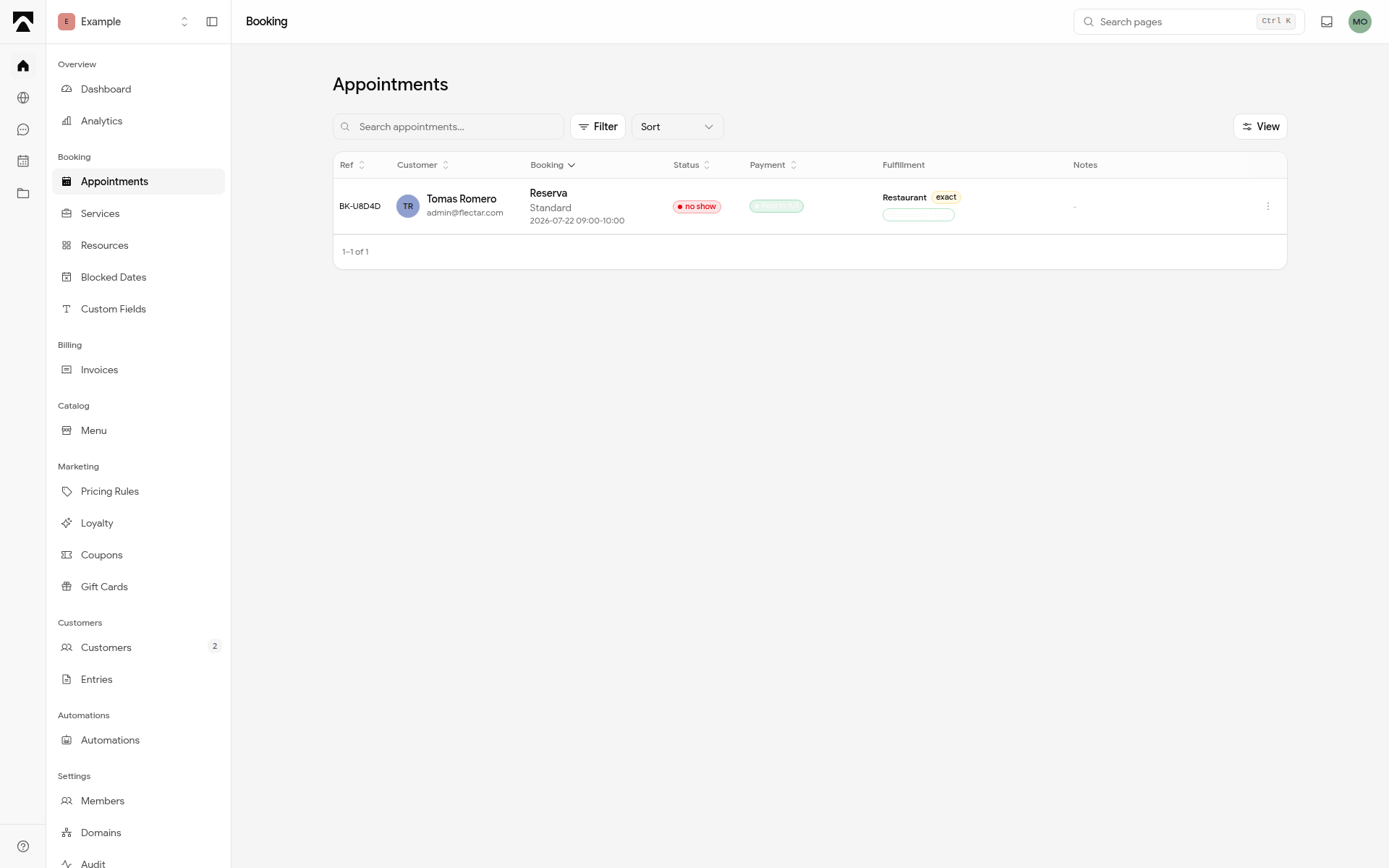 appointments management desktop preview