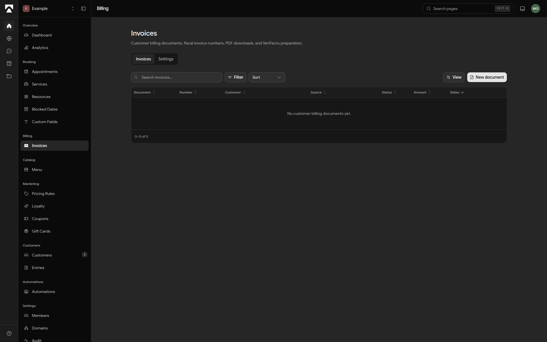 invoices management desktop preview