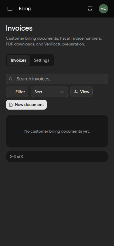 invoices management mobile preview