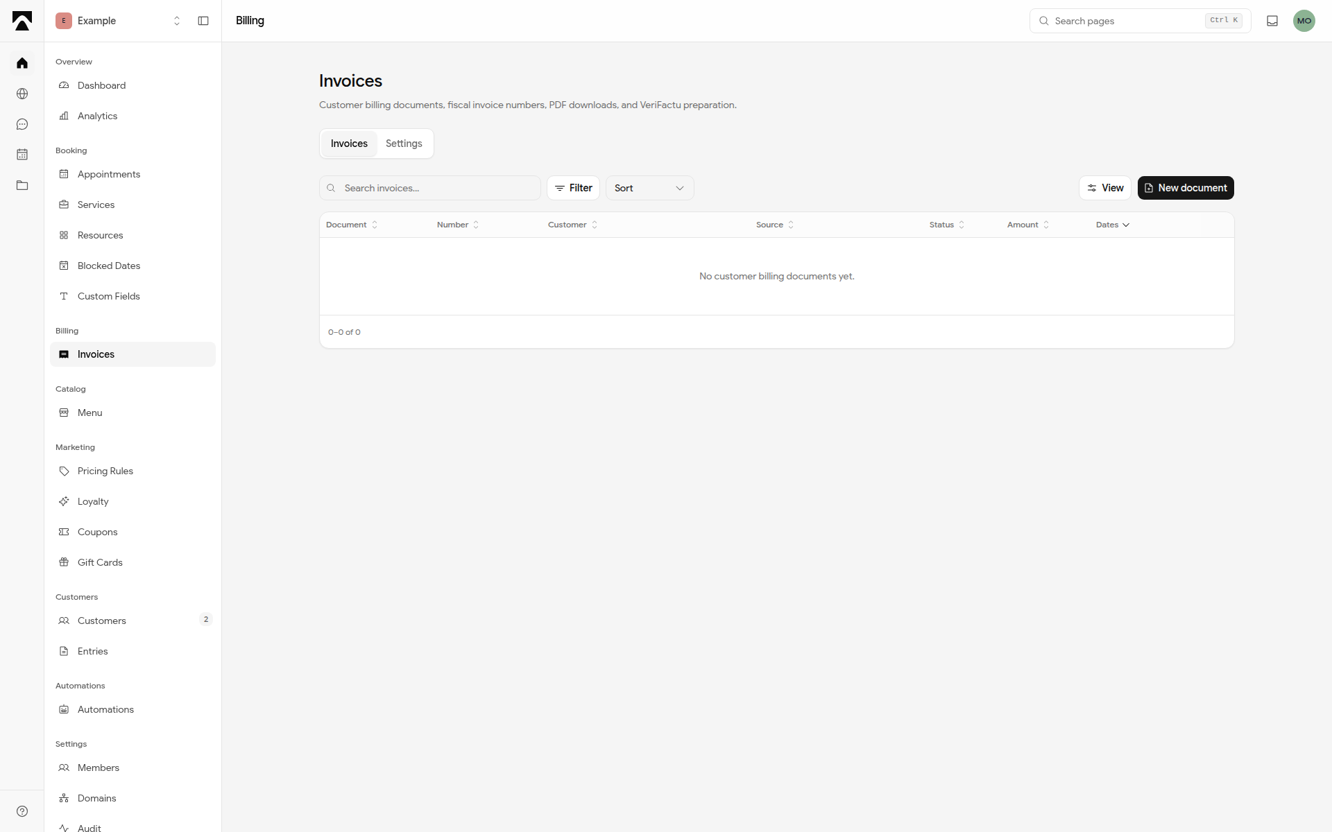 invoices management desktop preview