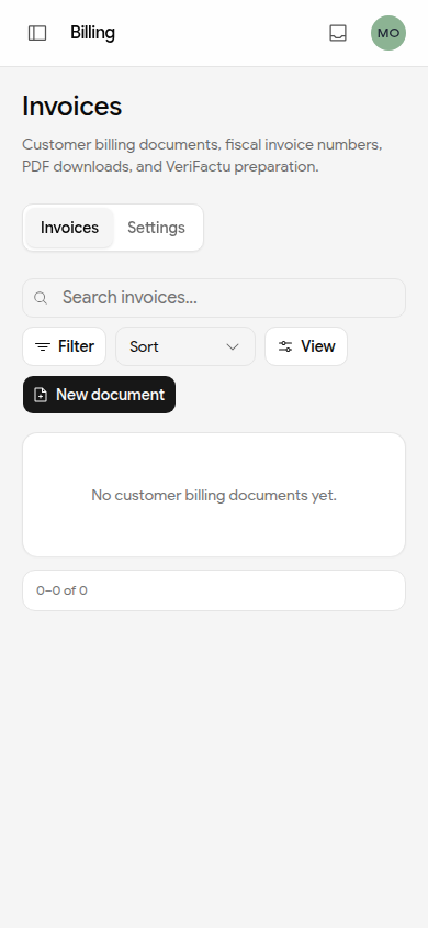 invoices management mobile preview