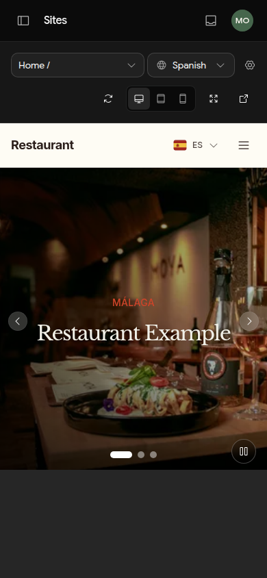 website editor management mobile preview