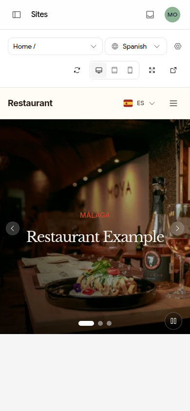 website editor management mobile preview