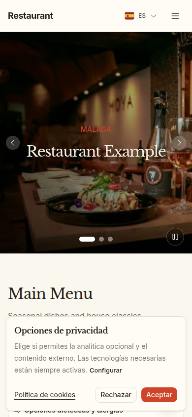 homepage customer mobile website preview